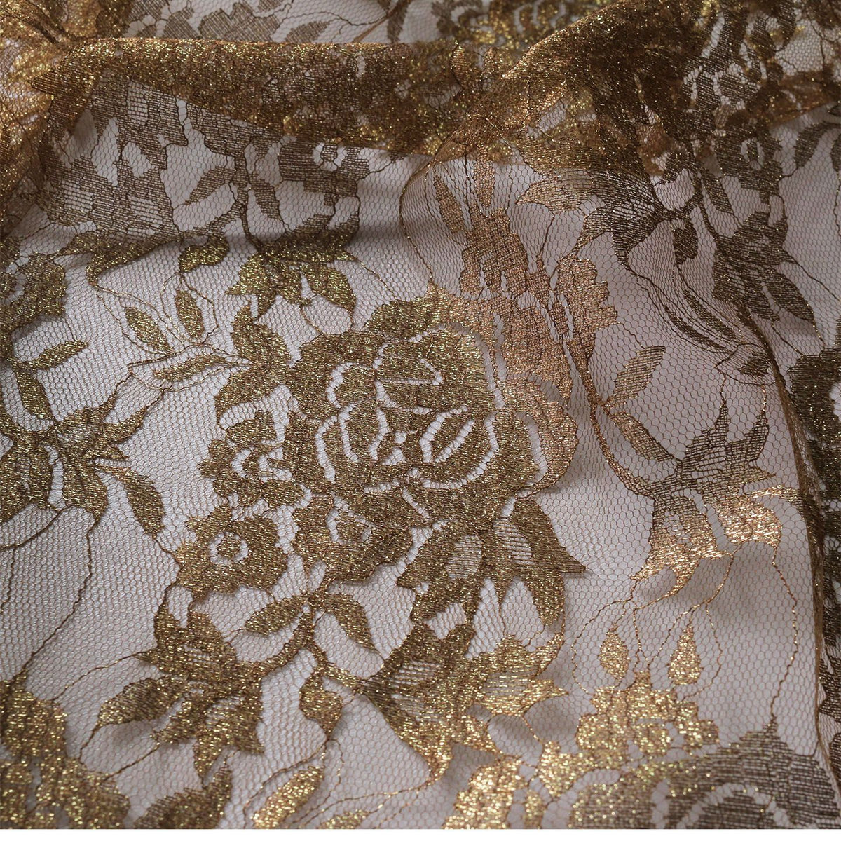 Metallic Rose Lace with Sheer Texture for Evening Gowns & Dresses — fabric photo 2