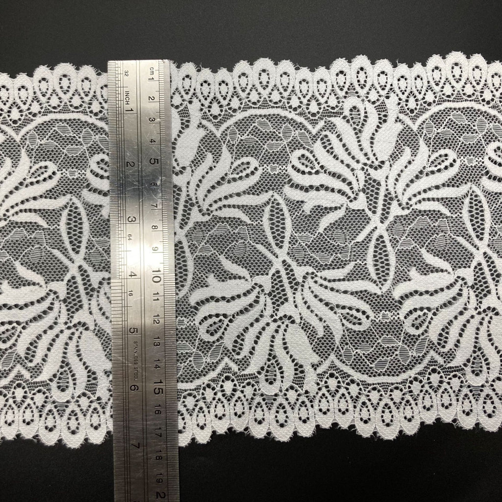 Leaf Double-Scallop Straight-Edge Stretch Lace Trim 18 cm