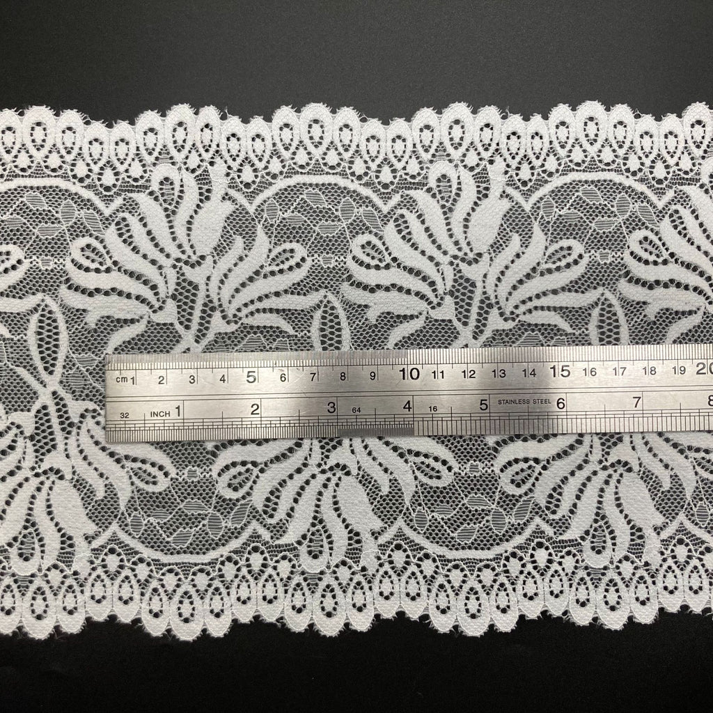 Leaf Double-Scallop Straight-Edge Stretch Lace Trim 18 cm — fabric photo 2