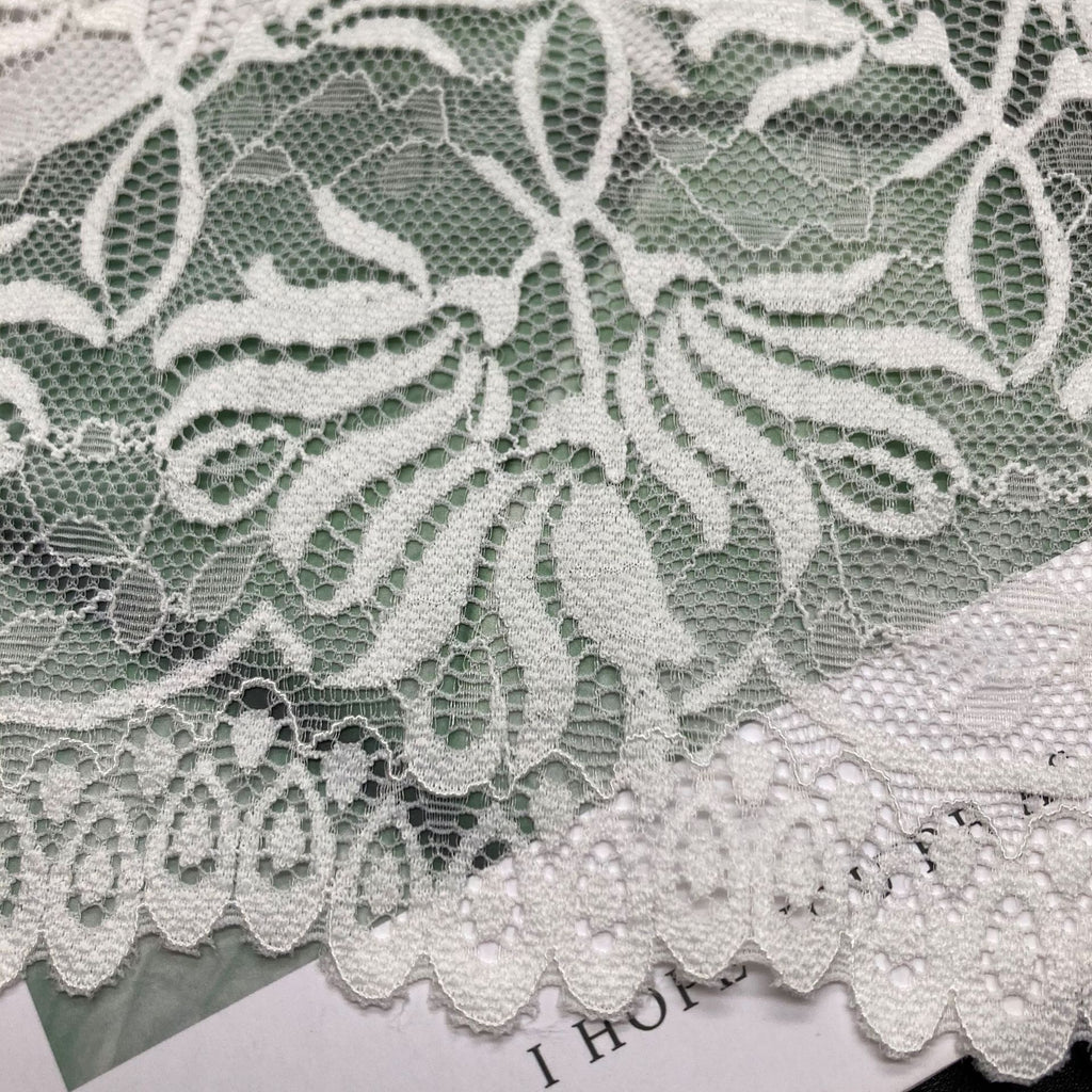 Leaf Double-Scallop Straight-Edge Stretch Lace Trim 18 cm — fabric photo 4