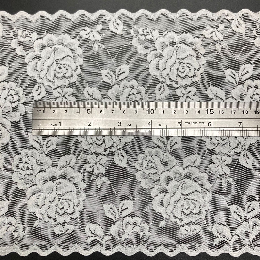 Double-Scallop Straight-Edge Stretch Nylon-Spandex Lace Trim 20.5 cm