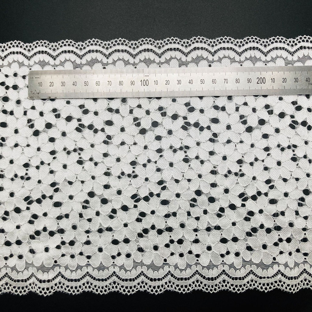 Five-Petal Floral Textured Stretch Lace Trim 22 cm — fabric photo 2