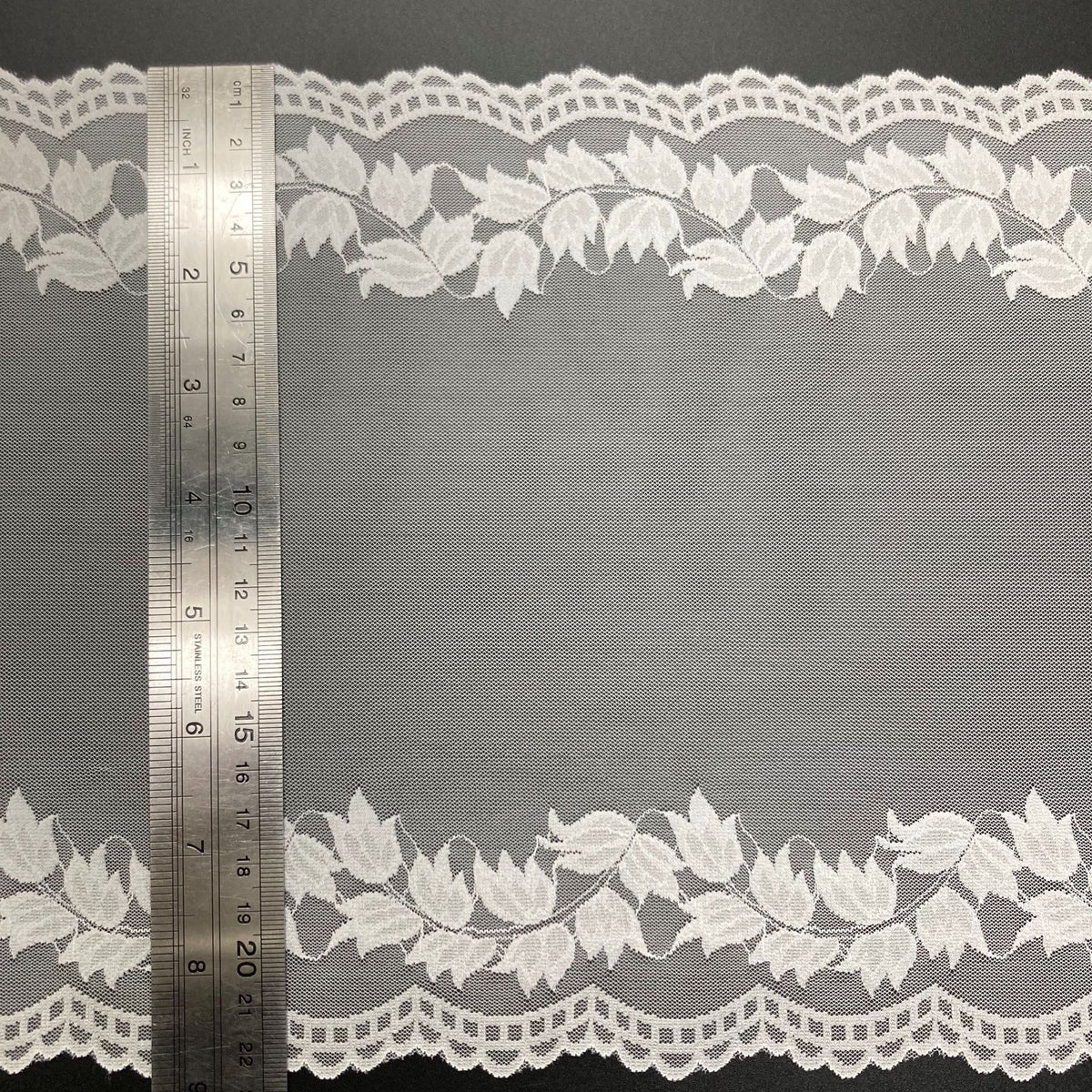 Leaf Double-Scallop Stretch Lace Trim 22 cm