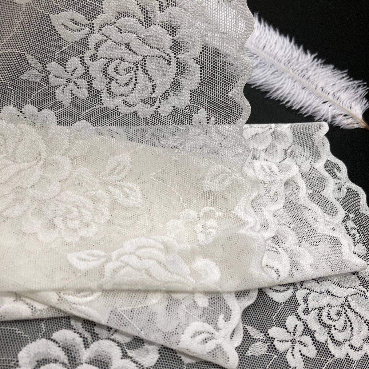 Double-Scallop Straight-Edge Stretch Nylon-Spandex Lace Trim 20.5 cm — fabric photo 4