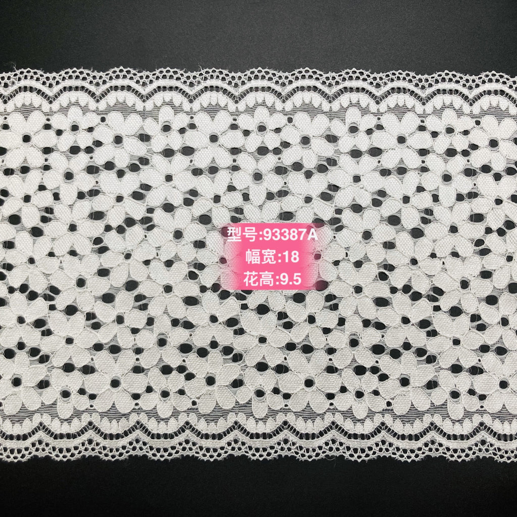Five-Petal Floral Double-Scallop Straight-Edge Stretch Lace Trim 18 cm