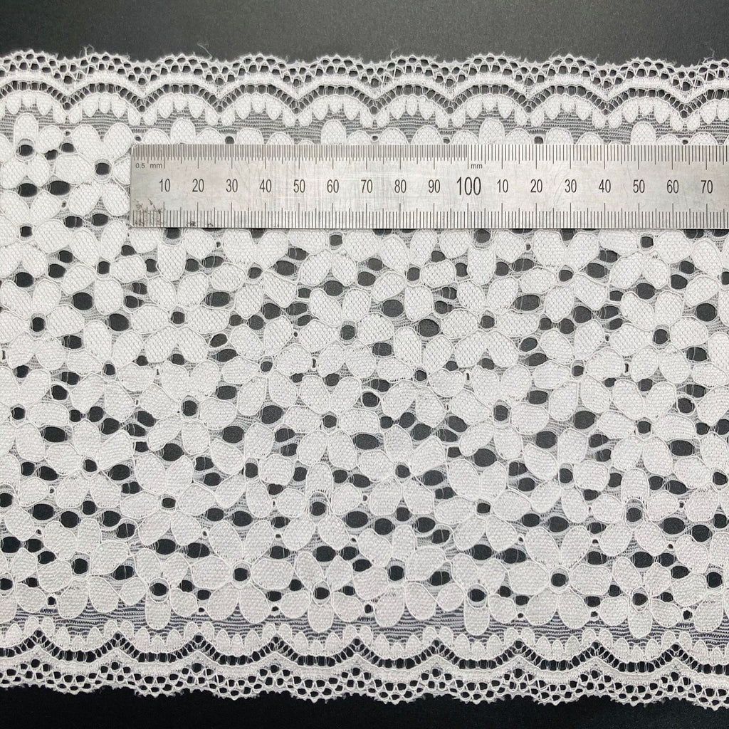 Five-Petal Floral Double-Scallop Straight-Edge Stretch Lace Trim 18 cm — fabric photo 3