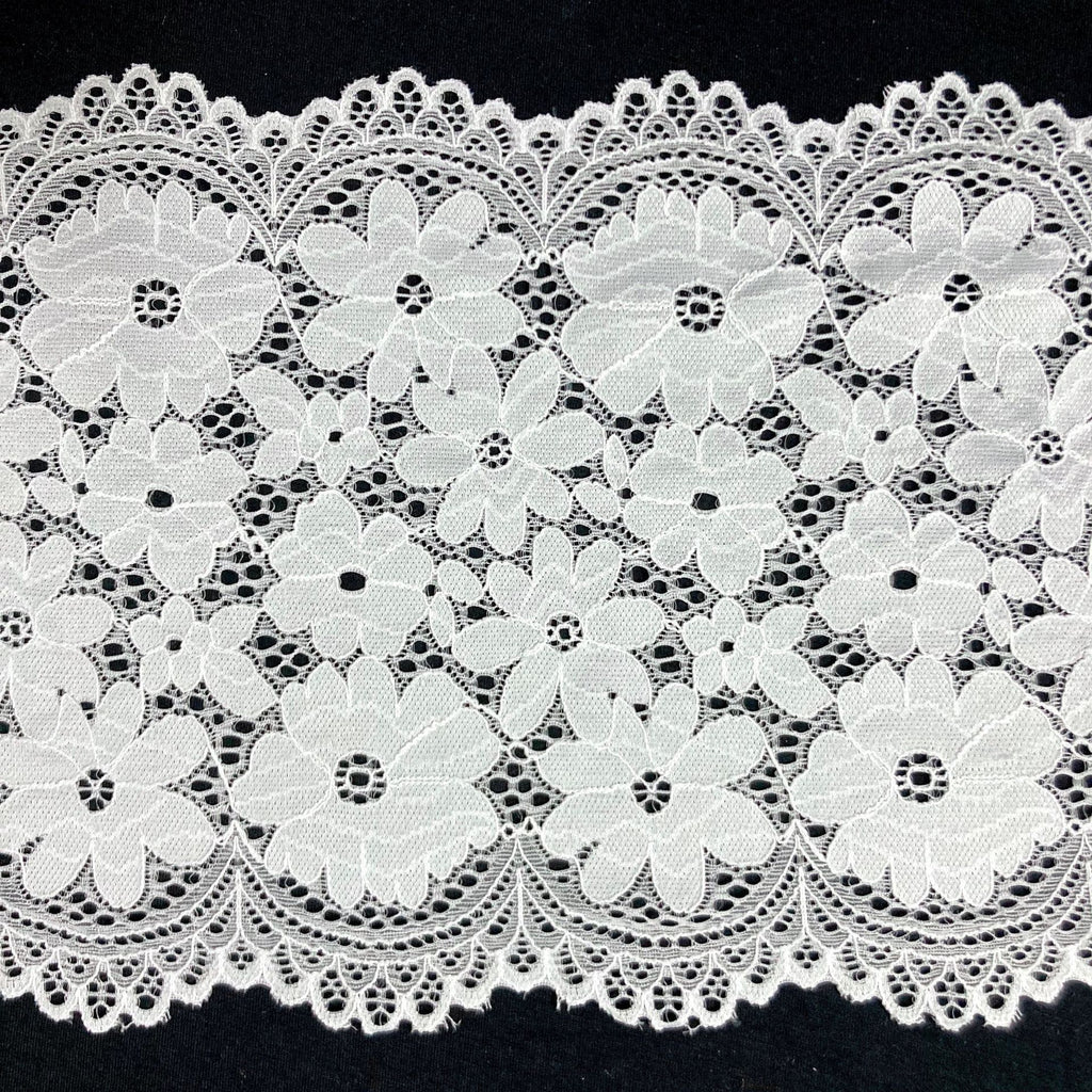 Large Floral Wide Stretch Nylon-Spandex Lace Trim 21 cm — fabric photo 5