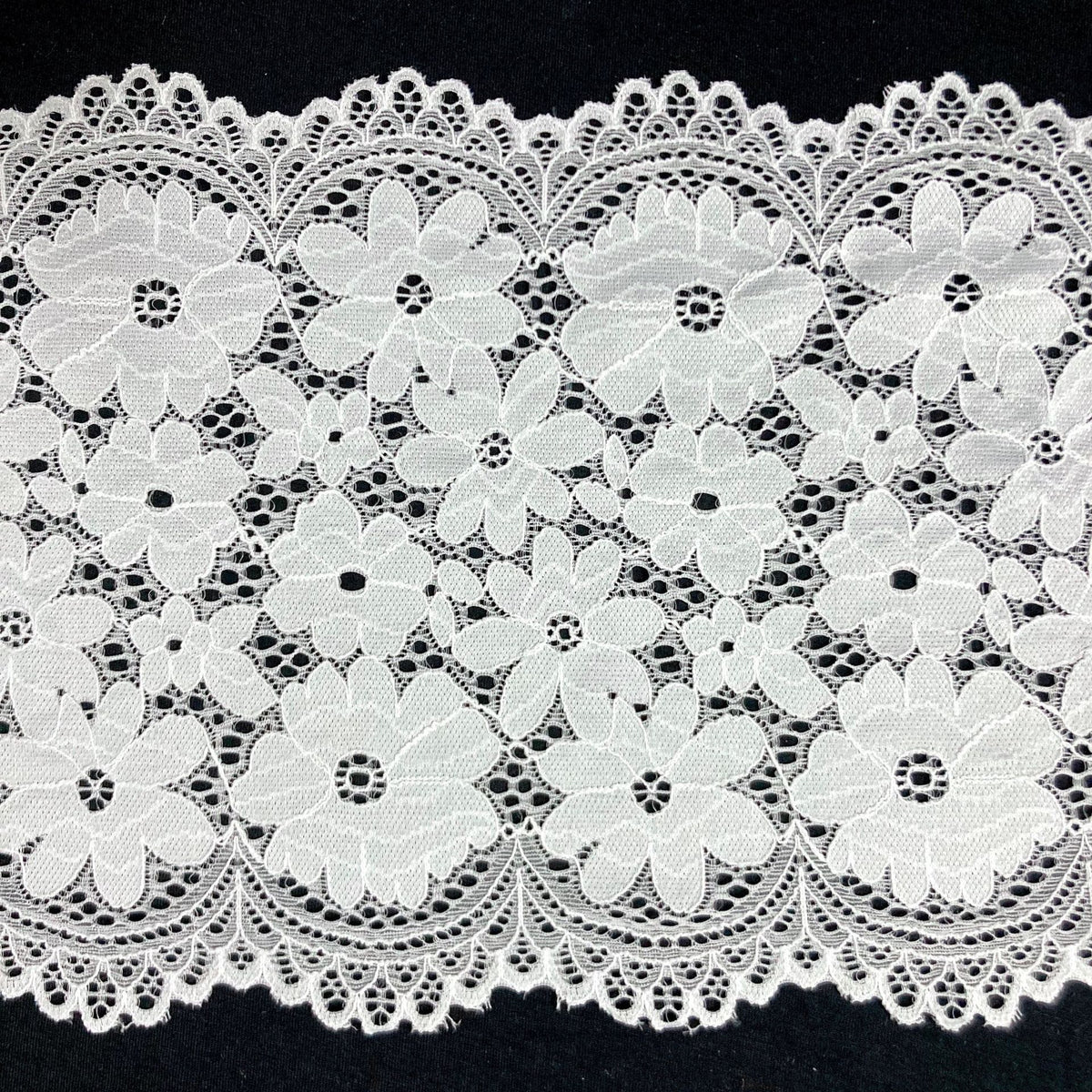 Large Floral Wide Stretch Nylon-Spandex Lace Trim 21 cm — fabric photo 5