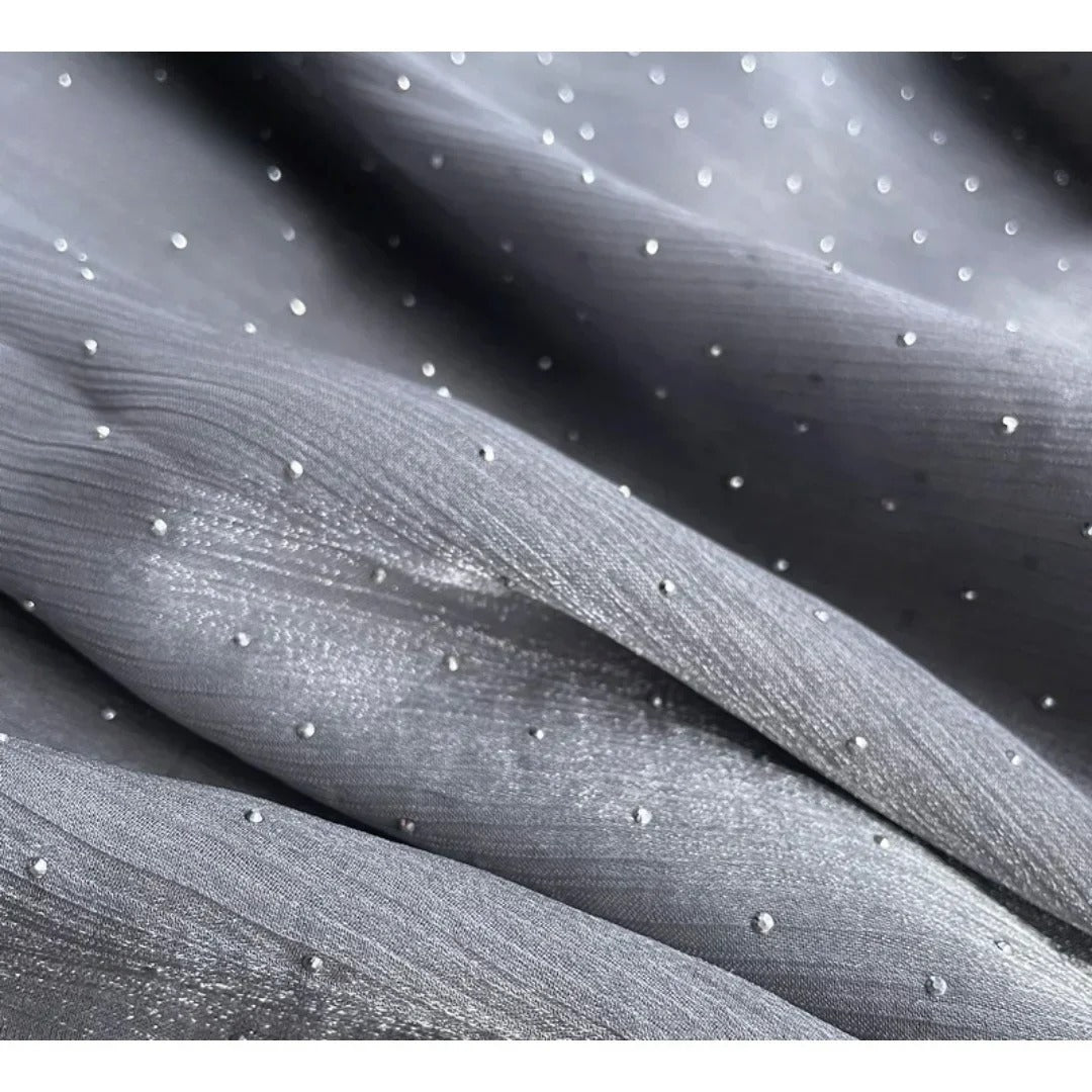 Diamond Ice Flower Pleated Satin Chiffon - Starry for Evening Gown