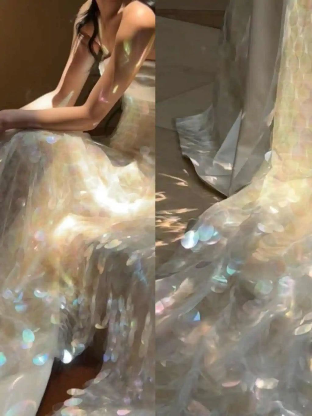 Colorful Fish Scale Sequin Fabric - Luxury for Bridal & Mermaid Wear