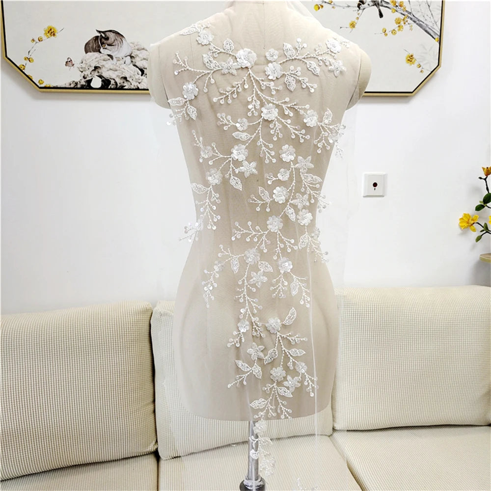 New summer beaded lace sequin fabric flowers leaves forest clothing skirt children's clothing wedding dress fabric diy