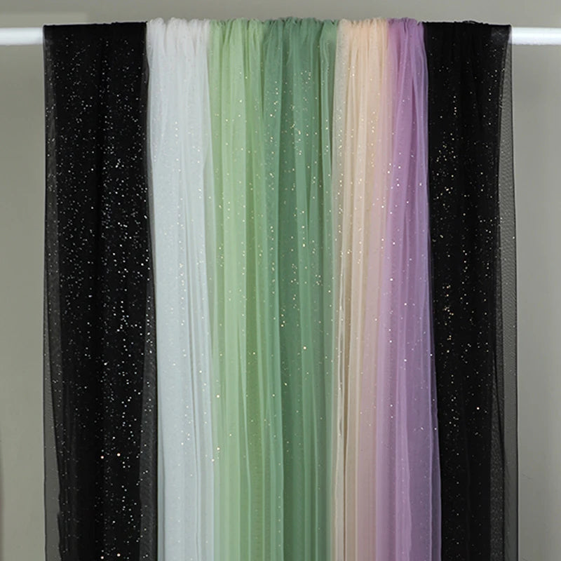 High Quality Thickened Soft Mesh Fabric Gold Spray Silver Flash Yarn for Fashion Wedding Dresses DIY Gown Decorative Fabric