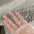 Silver Star Hot Stamping Glitter Mesh - Sheer Stiff for Bridal & Home Décor