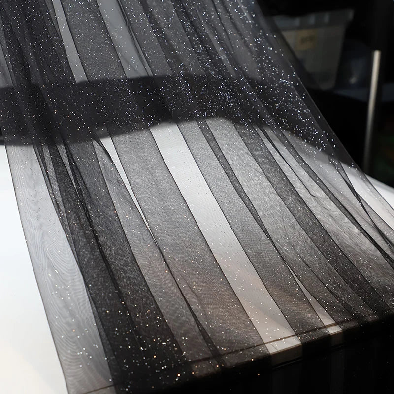 High Quality Thickened Soft Mesh Fabric Gold Spray Silver Flash Yarn for Fashion Wedding Dresses DIY Gown Decorative Fabric