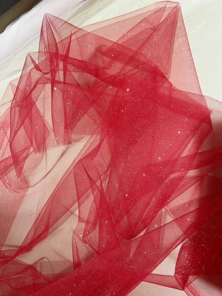 Champagne Glitter Crystal Mesh Tulle - Shiny for Wedding Dress Backdrops