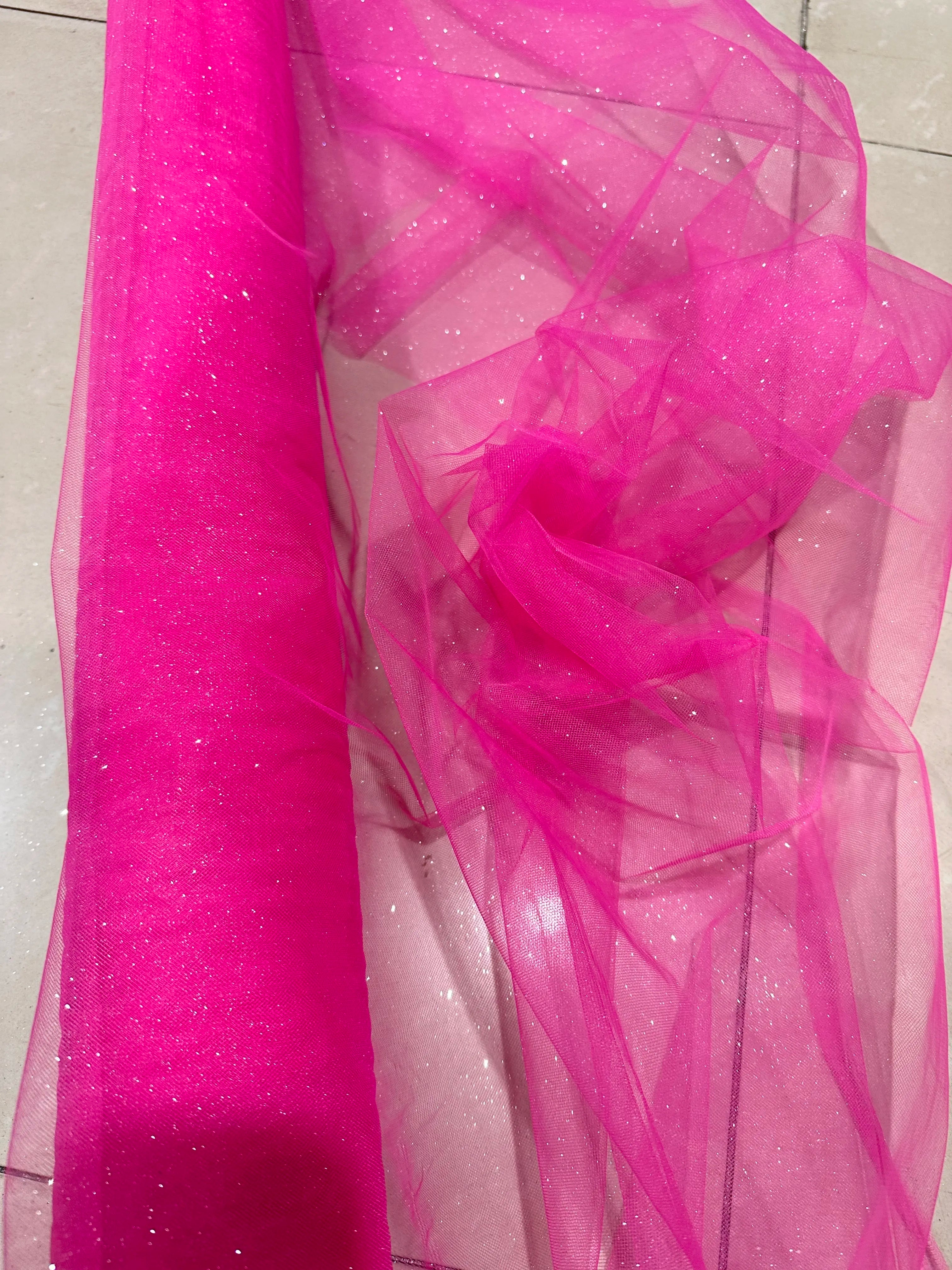 Champagne Glitter Crystal Mesh Tulle - Shiny for Wedding Dress Backdrops