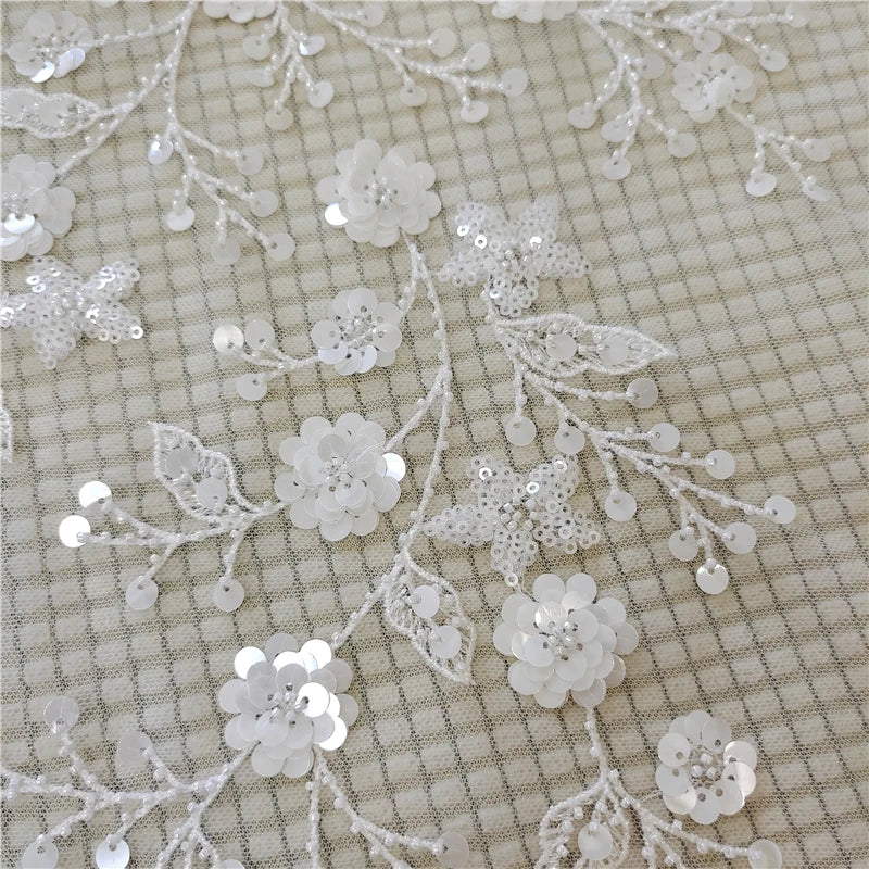 New summer beaded lace sequin fabric flowers leaves forest clothing skirt children's clothing wedding dress fabric diy