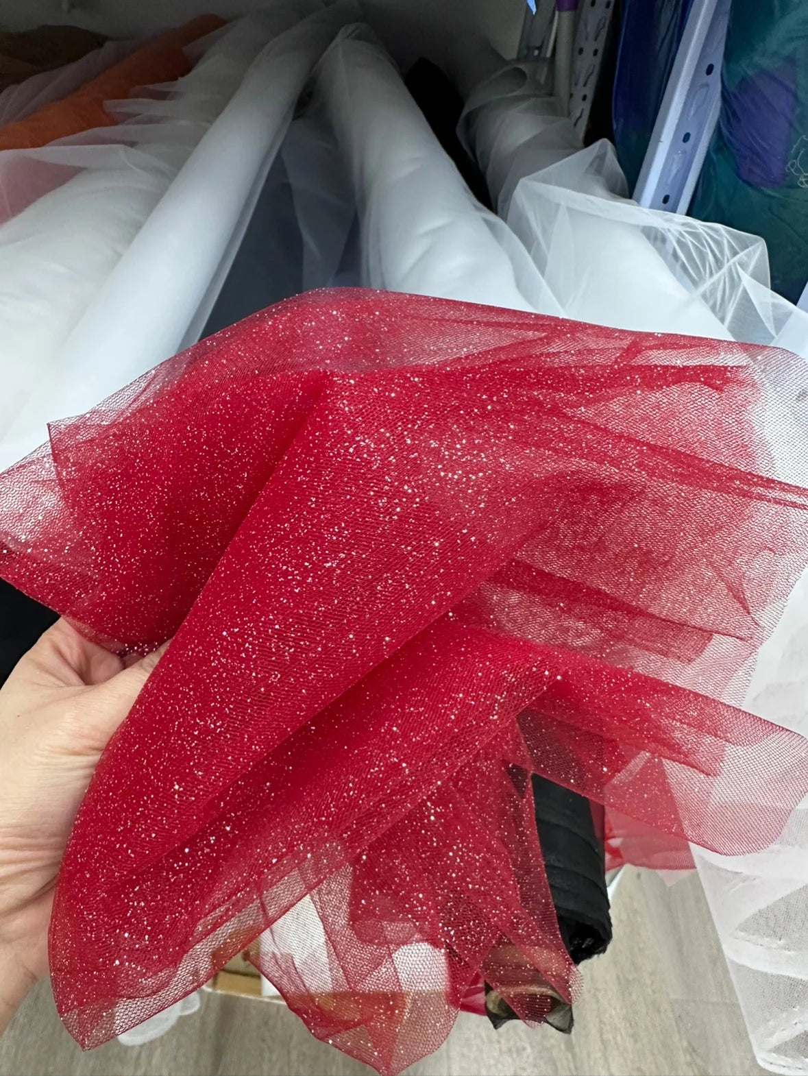 Champagne Glitter Crystal Mesh Tulle - Shiny for Wedding Dress Backdrops