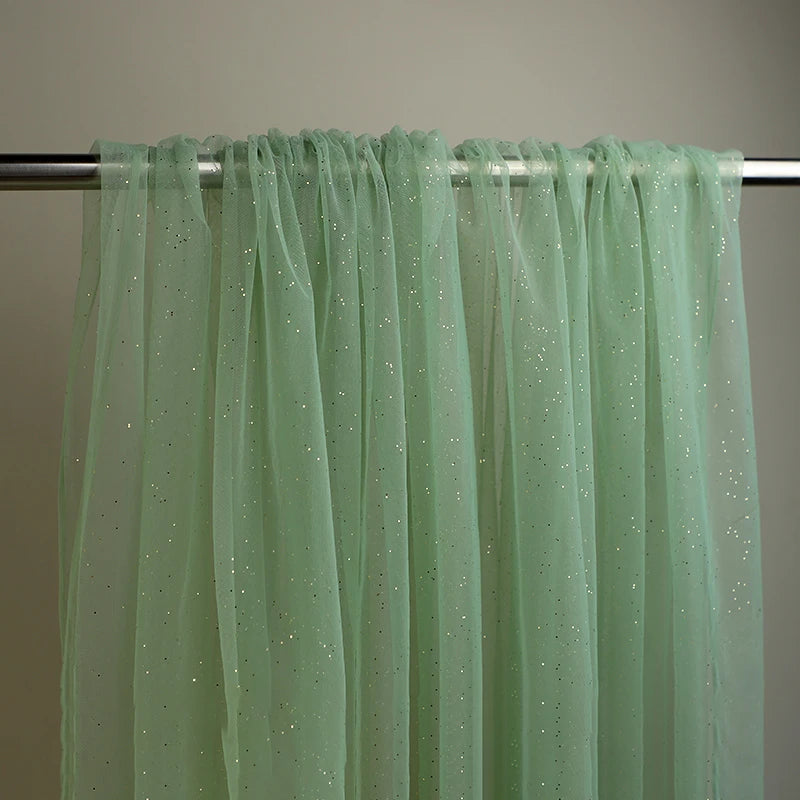 High Quality Thickened Soft Mesh Fabric Gold Spray Silver Flash Yarn for Fashion Wedding Dresses DIY Gown Decorative Fabric