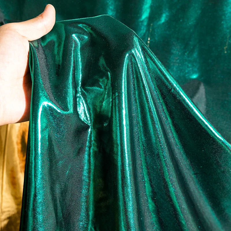 Stunning Gold Liquid Metallic Spandex Lame Fabric for Dance Wear Costumes Dress Backgrounds and Fashion Designer Material