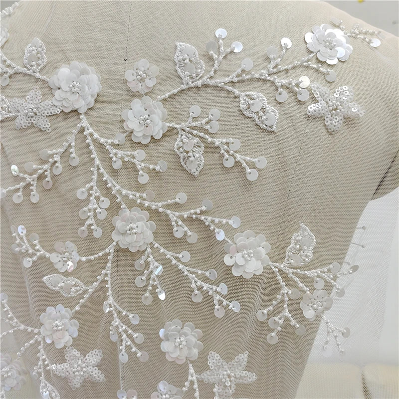 New summer beaded lace sequin fabric flowers leaves forest clothing skirt children's clothing wedding dress fabric diy
