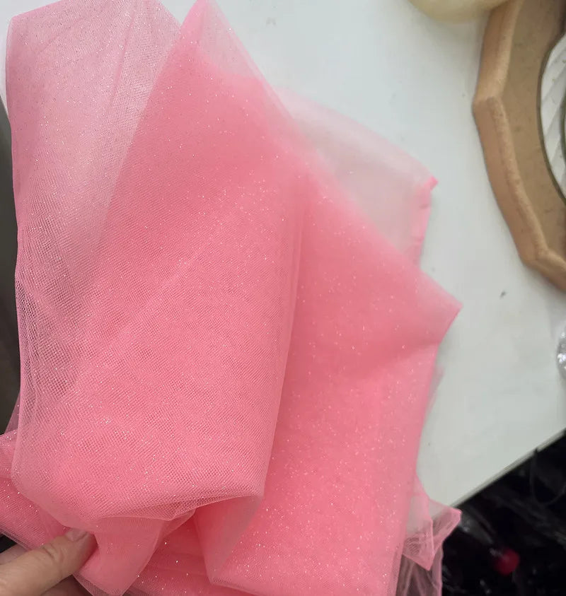 Champagne Glitter Crystal Mesh Tulle - Shiny for Wedding Dress Backdrops