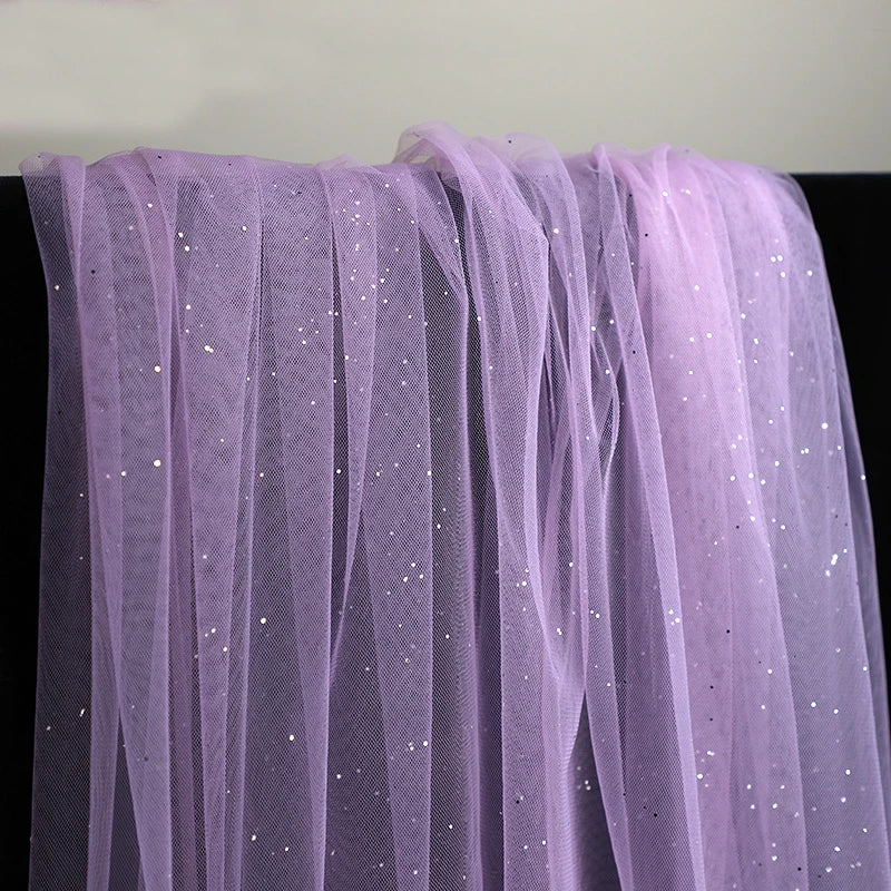 High Quality Thickened Soft Mesh Fabric Gold Spray Silver Flash Yarn for Fashion Wedding Dresses DIY Gown Decorative Fabric