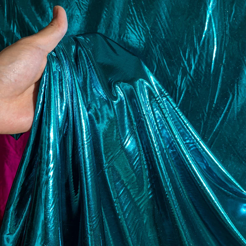 Stunning Gold Liquid Metallic Spandex Lame Fabric for Dance Wear Costumes Dress Backgrounds and Fashion Designer Material