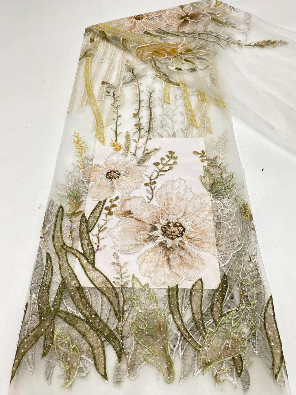 Botanical Sequin & Printed Bridal Fabric – Design 11935 — fabric photo 6