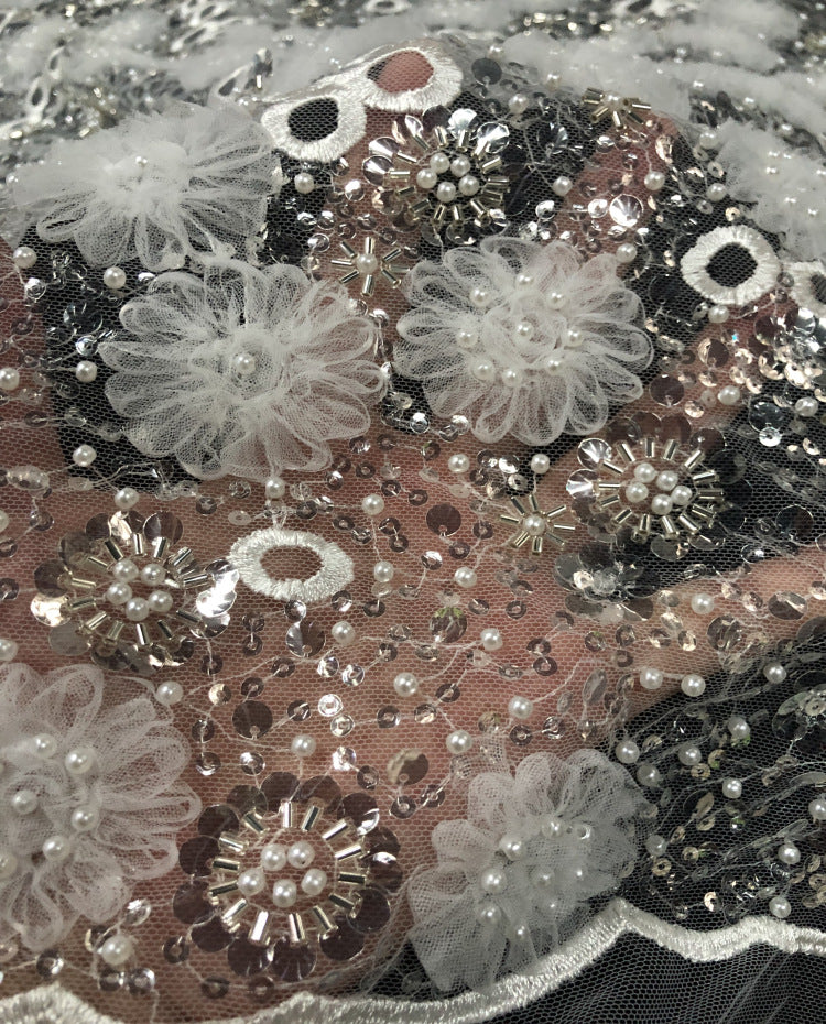 Heavy Sequin & Bugle-Bead Embroidered Bridal Fabric – Design 84255 — fabric photo 4