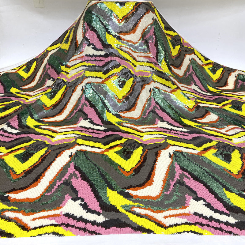 Zebra Stripe Elastic Mesh Sequin Fabric — fabric photo 2