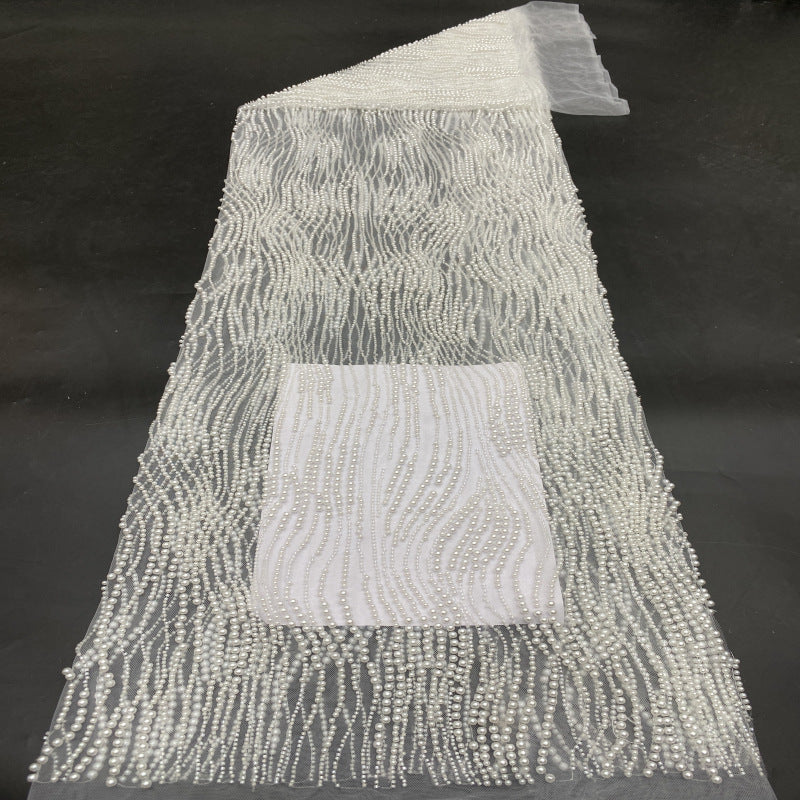 Bead and Foam Bead Embroidered Mesh Fabric — fabric photo 3