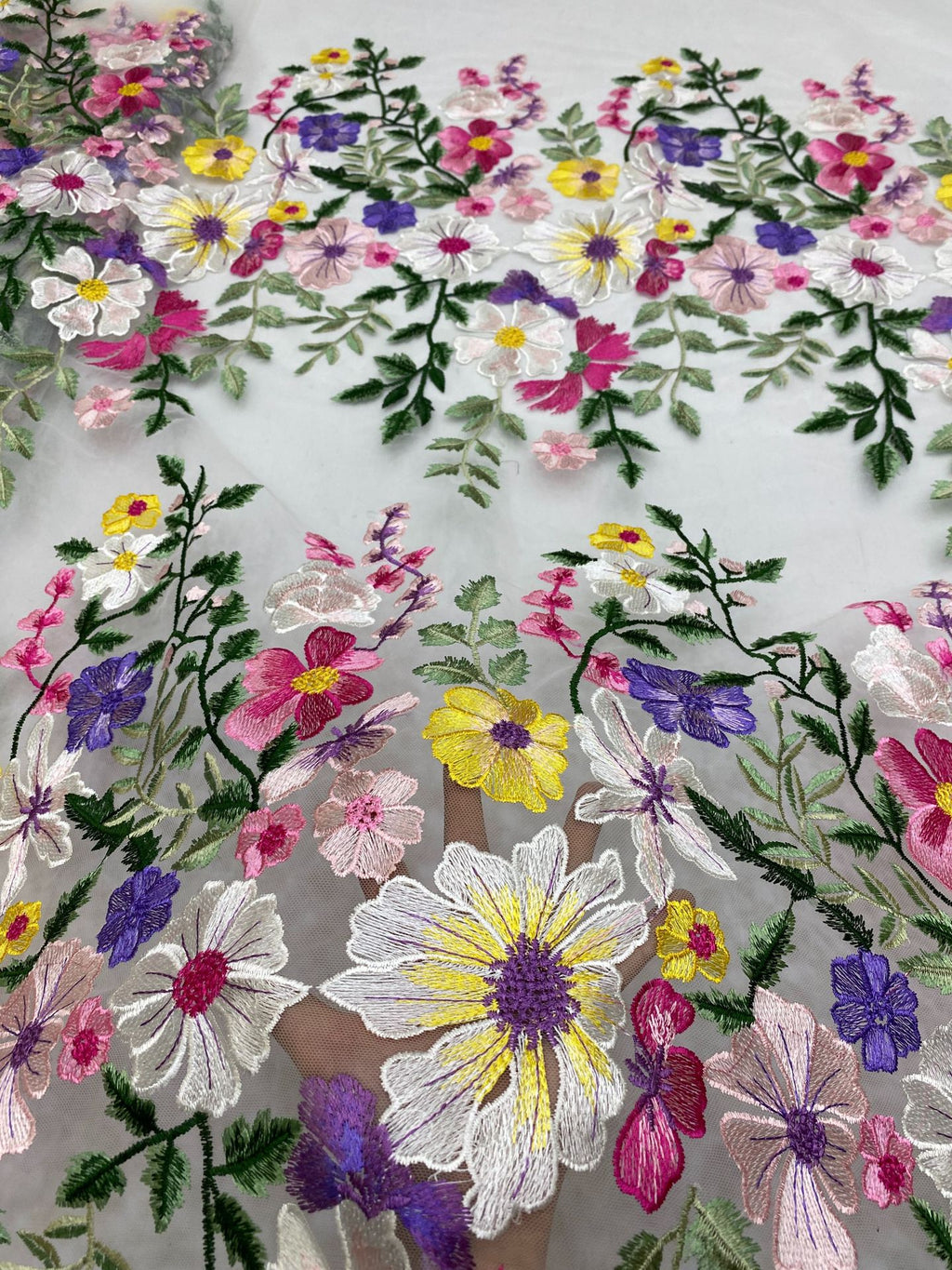 Multicolor Embroidered Bridal Fabric – Design 14495 — fabric photo 2