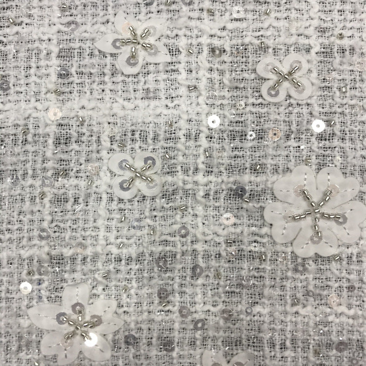Coarse-Woven Laser Floral Bead & Crystal Sequin Fabric — fabric photo 3