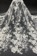 White-Core Bead & 4mm Sequin Bridal Fabric