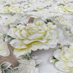 Botanical Laser-Cut Bead and Sequin Embroidered Fabric — fabric photo 3