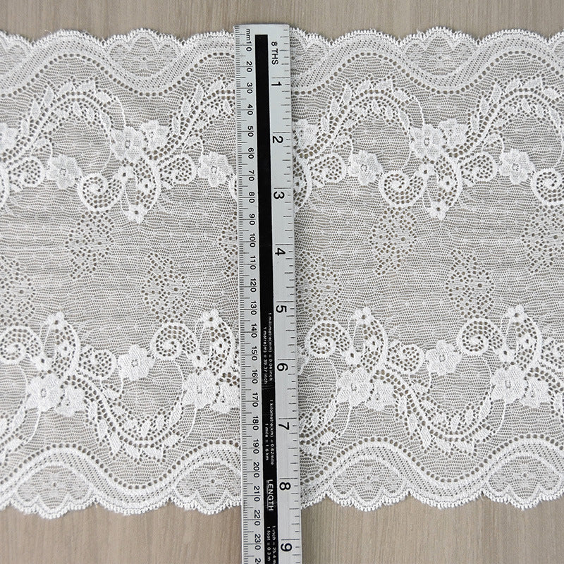 Leaf Picot-Edge Stretch Lace Trim 22 cm