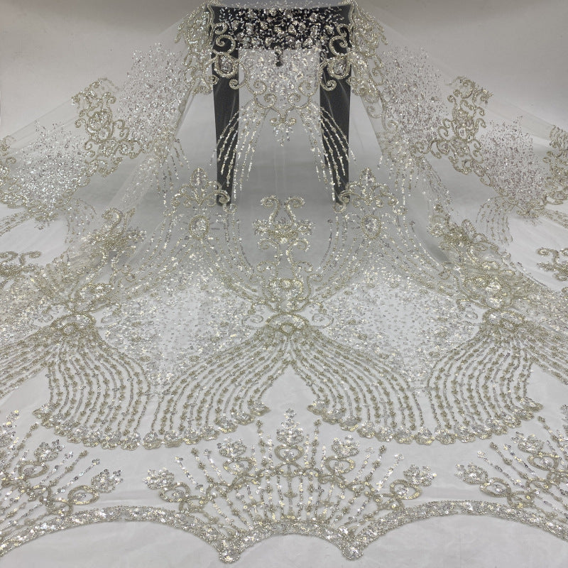 Sequin & Bubble-Bead Embroidered Bridal Fabric – Design 99295