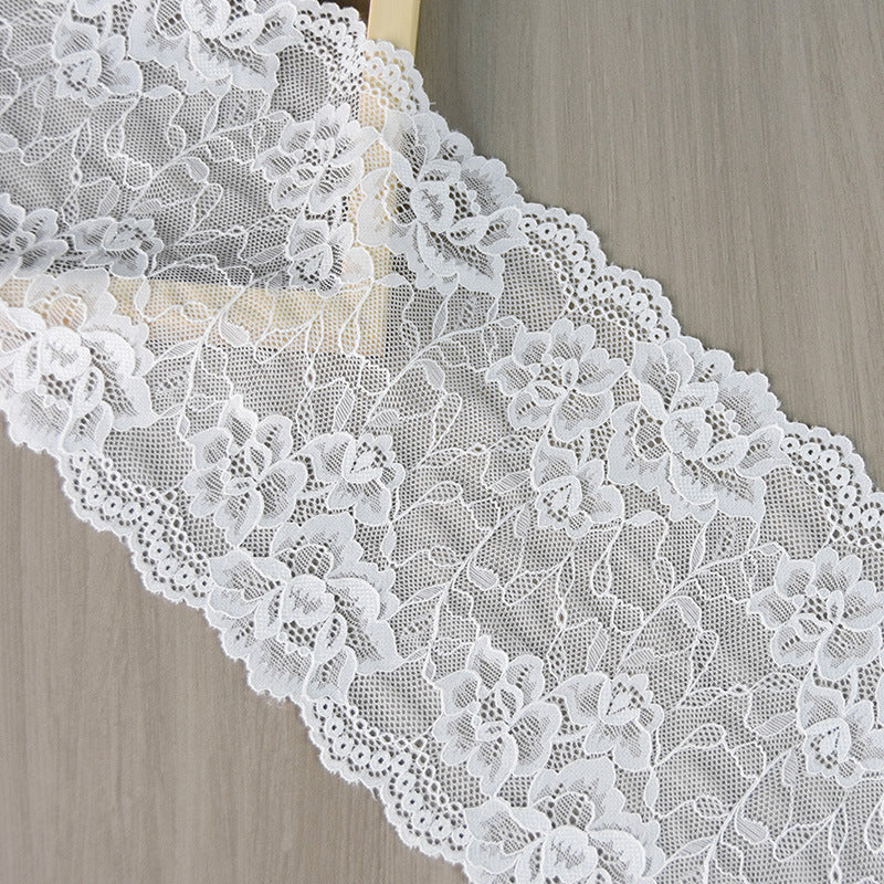 Large Floral Wide Stretch Nylon Lace Trim 18 cm — fabric photo 2