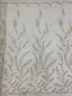 Feather-Detail Silver Bead & 3 mm Sequin Fabric — fabric photo 2