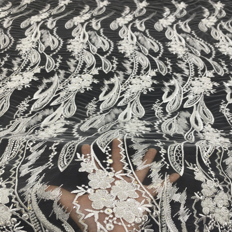 Sequin Embroidered Bridal Fabric – Design 74943 — fabric photo 2