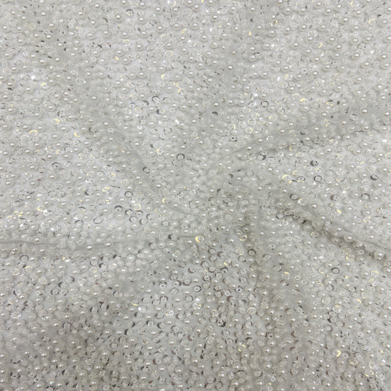 Crystal-Look Sequin Embroidered Bridal Fabric — fabric photo 5
