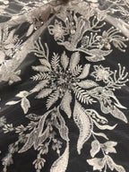 White-Core Bead & 3/7 mm Sequin Embroidered Fabric — fabric photo 3