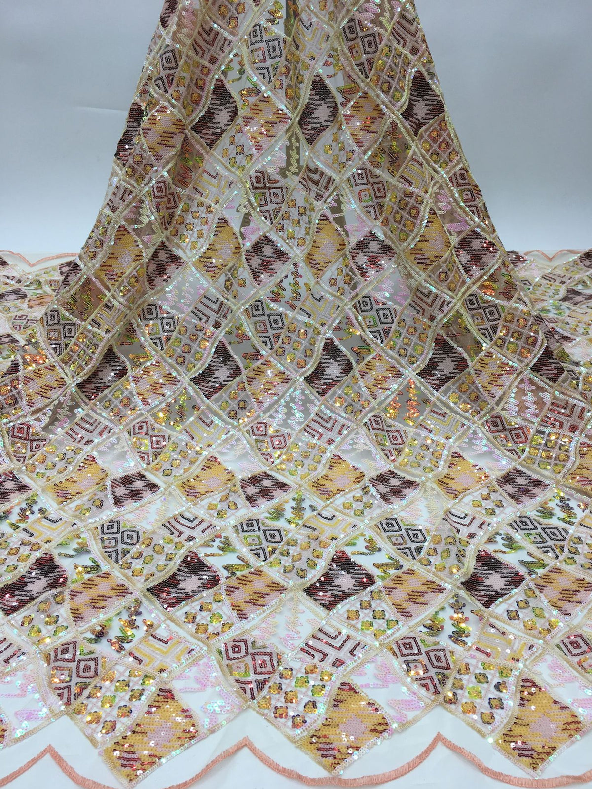 Grid Pattern Iridescent 2/3/4 mm Sequin Embroidery