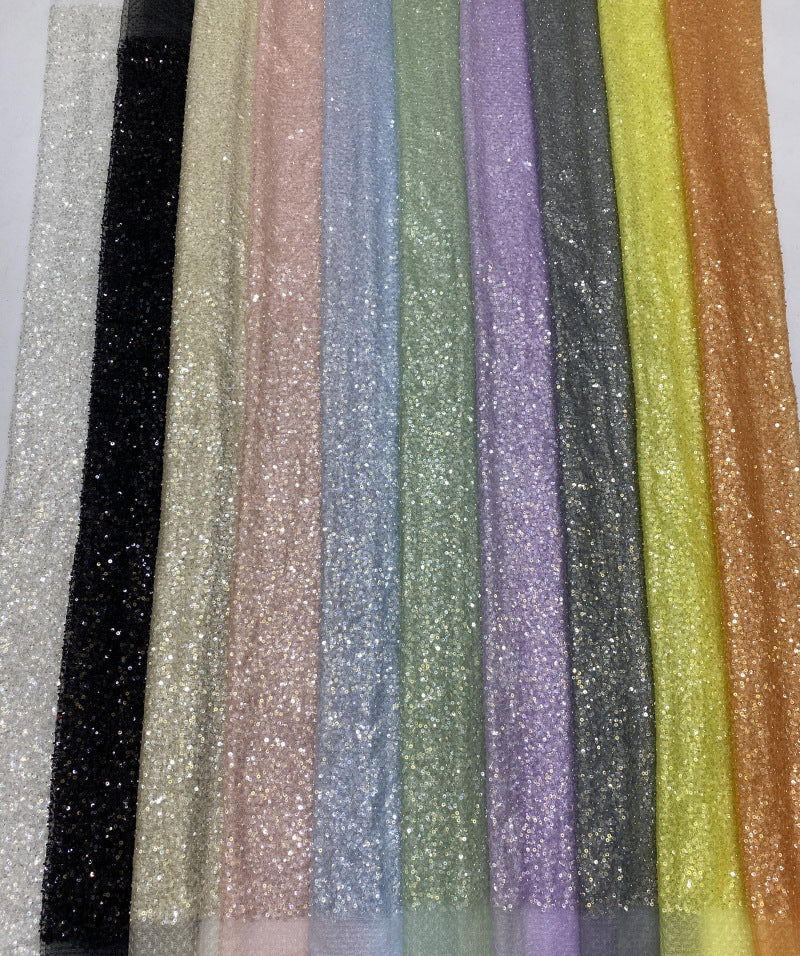 3/5 mm Sequin Embroidered Irregular Mesh Fabric — fabric photo 3