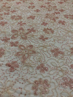 3D Floral 3/5mm Sequin Embroidery Fabric — fabric photo 2