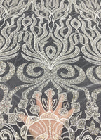Sequin & Bubble-Bead Embroidered Bridal Fabric – Design 03839 — fabric photo 2