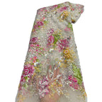 Ethnic Floral Embroidered Mesh Lace — fabric photo 6