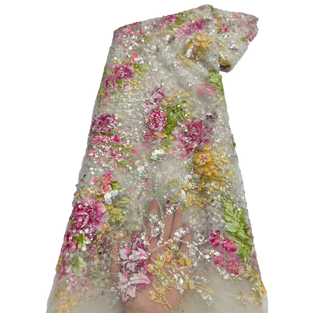 Ethnic Floral Embroidered Mesh Lace — fabric photo 6