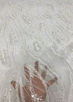 Feather-Style Foam Bead & Sequin Embroidery Fabric — fabric photo 4